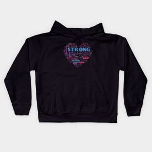 STRONG RESILIENT TOUGH - Motivational words in a heart shape word cloud Kids Hoodie